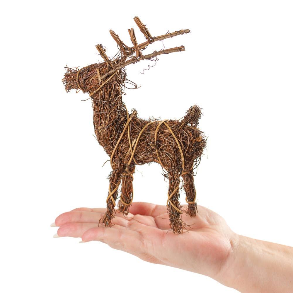 Factory Direct Craft – Decoração de Natal por atacado – Figura de Rena de Vime Natural de 8"5