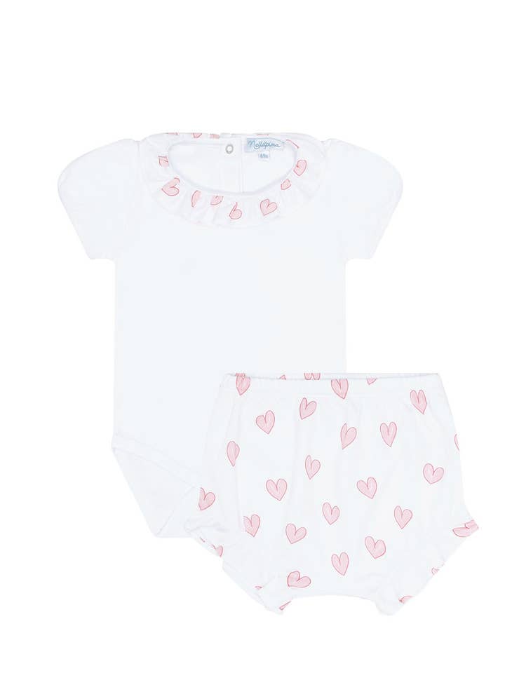 Pink Heart Print Onesie Set for wholesale on Faire0