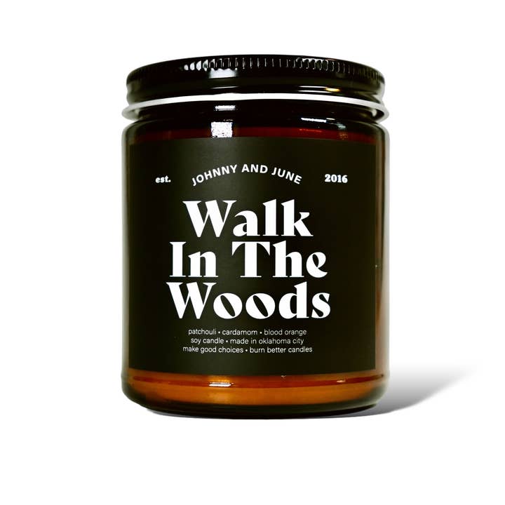 Johnny and June - Wholesale Jar/Filled Candle - Walk In The Woods 8oz Soy Candle