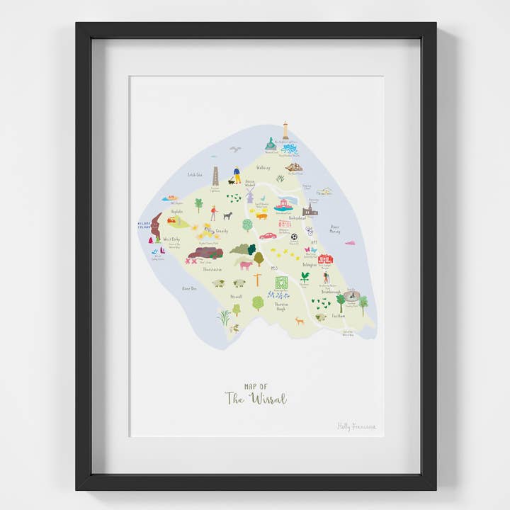 Map of the Wirral - A3 Print for wholesale by Holly Francesca