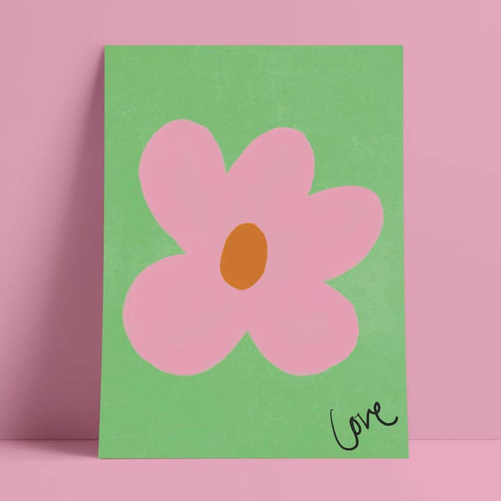 Love Flower Print-Grün, Rosa, Braun Kunstdruck für den Großhandel von Orla and the Gang