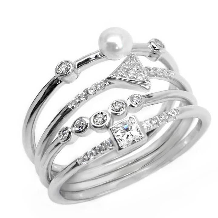 STERLING SILVER STACKABLE 4 BANDS RING SET for wholesale by Atlanta Jewelers Supply