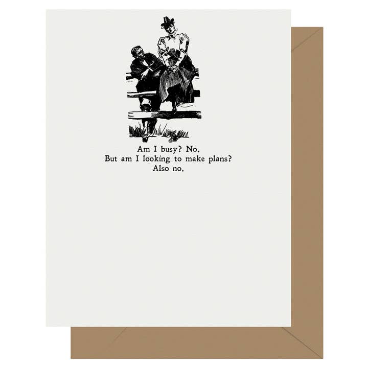 Gibson Girl Make Plans Letterpress Greeting Card for wholesale by Letterpress Jess