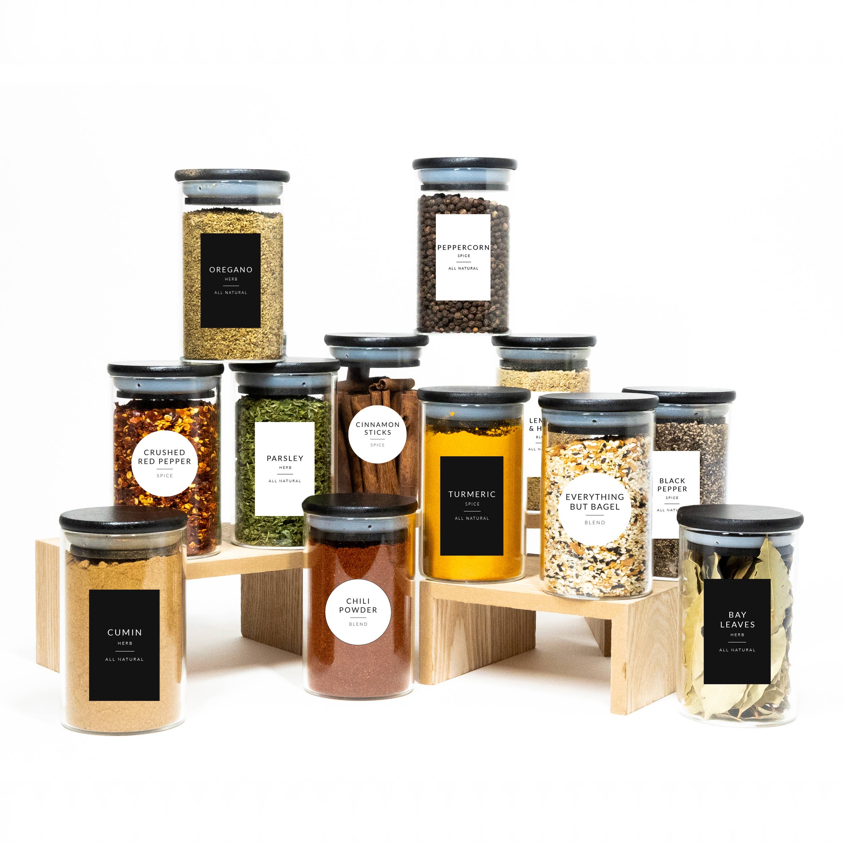 Savvy & Sorted – wholesale Jar – Large Black Bamboo Spice Jars (8.5oz)7