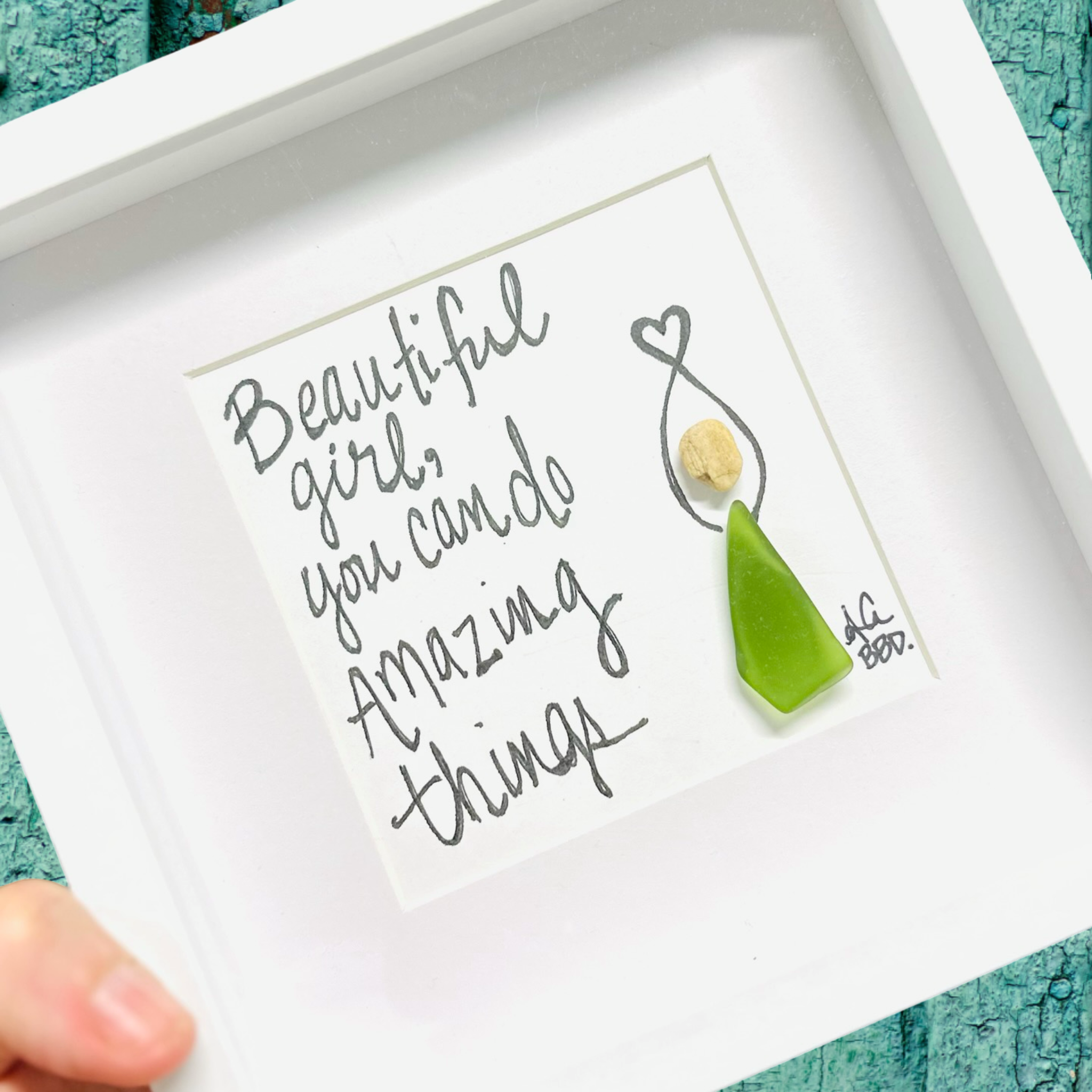 Back Bay Designs - Wholesale Art Print - Kids & Baby - Beautiful Girl  MINI - Sea Glass Art - 6x6 Framed1