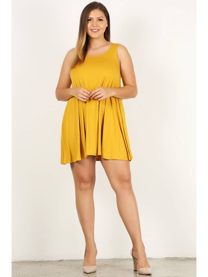 Haute Fox Plus Size & Contemporary – wholesale Tunic – Women’s – Plus Size Solid Tank Swing Tunic - PL12908-2DT