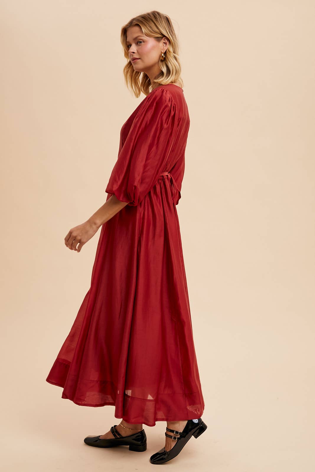 In Loom - Vente Robe – femme - Robe évasée en Tencel avec manches bouffantes7