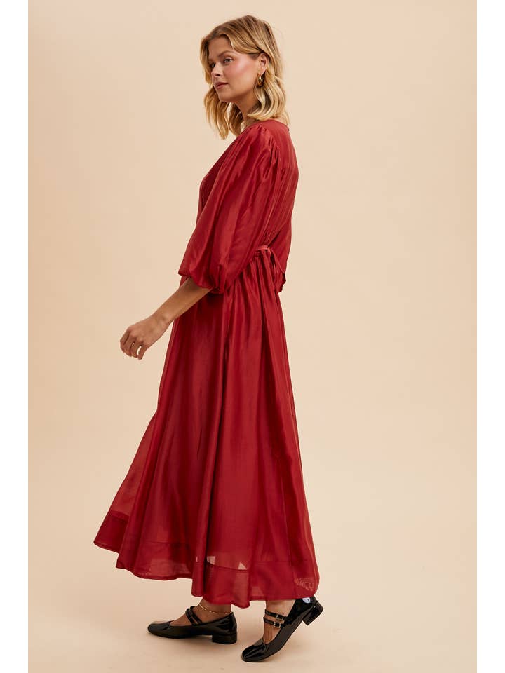 In Loom - Vente Robe – femme - Robe évasée en Tencel avec manches bouffantes7