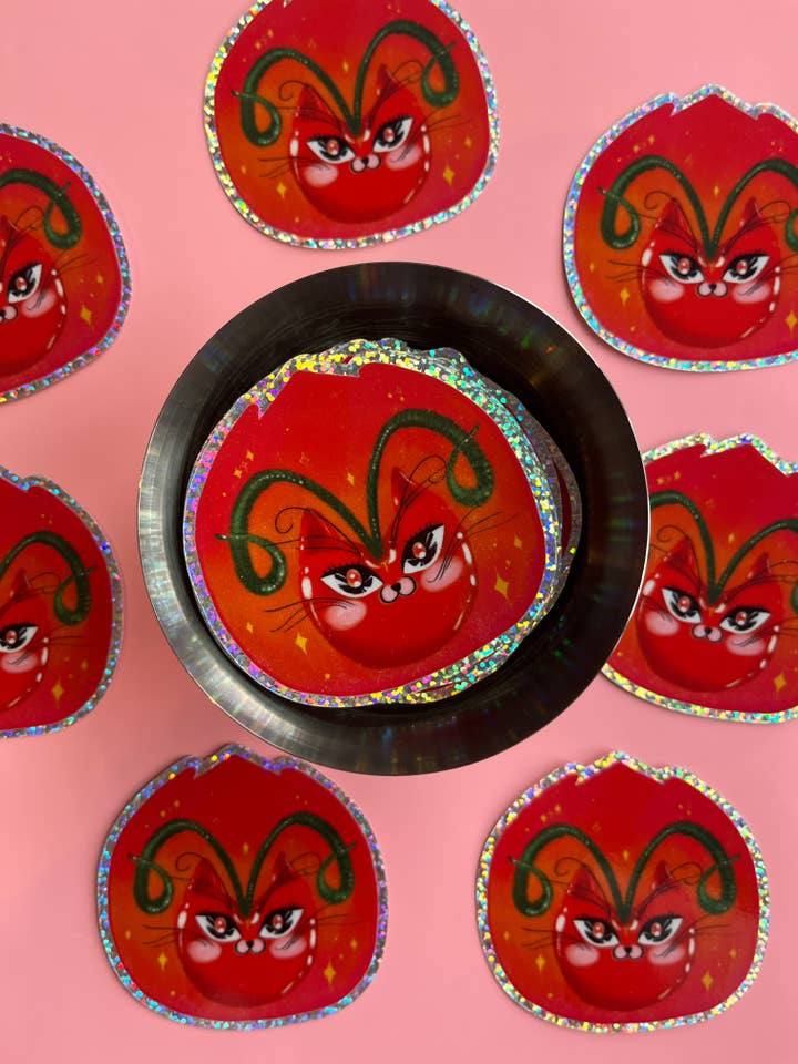 Autocollants astrologiques Cherry Cat pour la vente par The Wednesday Co