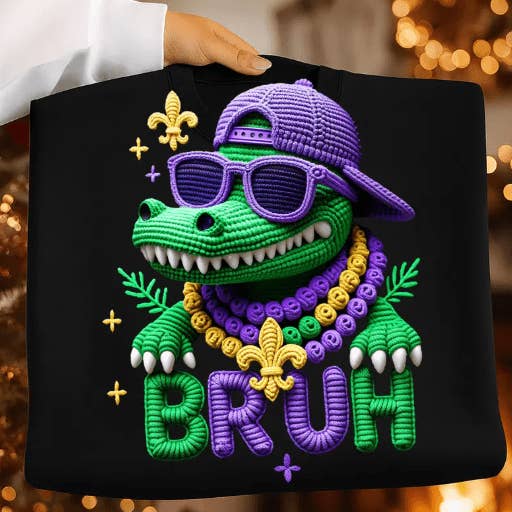 Mardi Gras Bruh faux crochet Vêtement graphique pour la vente par Kindred Flame Outfitters
