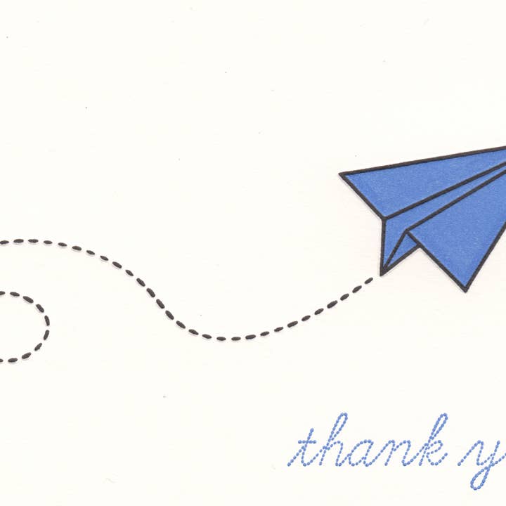 Lady Pilot Letterpress – wholesale Thank you card – Airplane Thanks Greeting Card