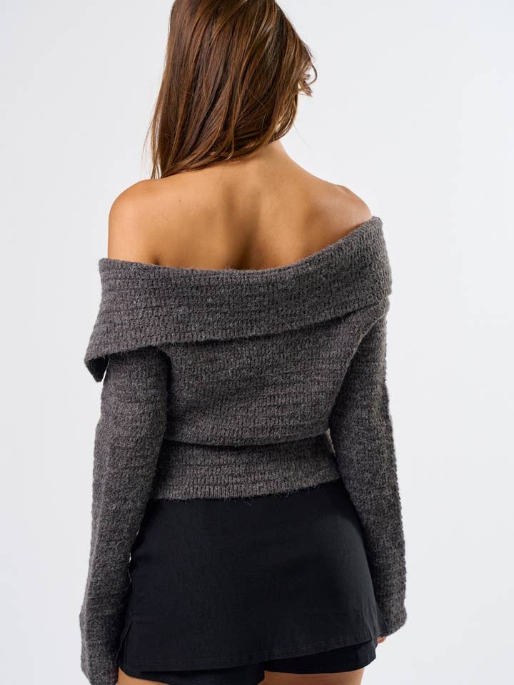 Blue Blush - Wholesale Knit Top - Women's - The Off-Shoulder Sweater Top5