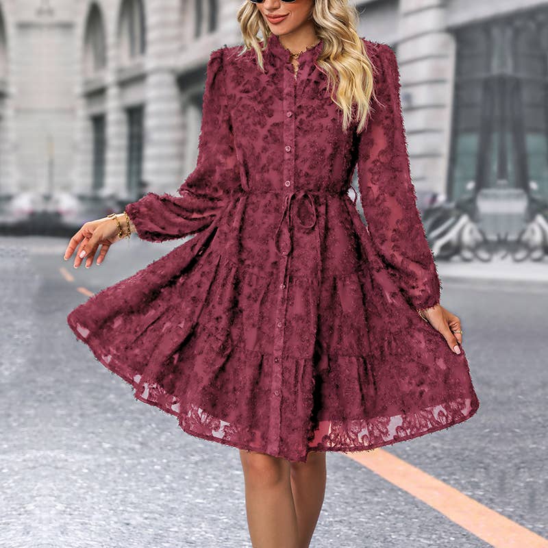 Masyal – wholesale Dress – Women's – Date Party Spring and Autumn Elegant  Lace Long Sleeve Dress9