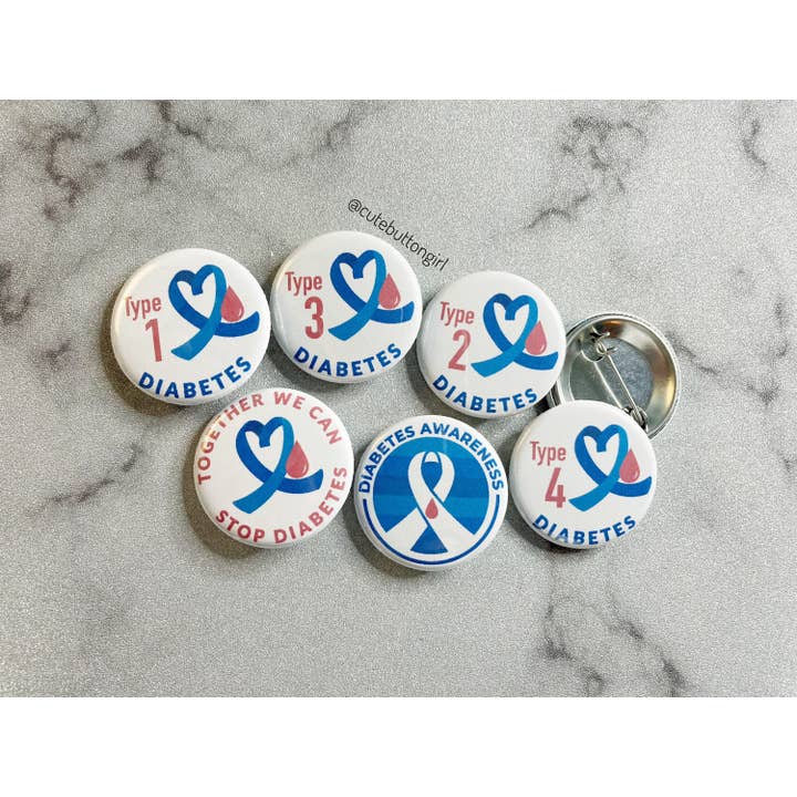 Consapevolezza del diabete da 1,25 pollici e 2,25 pollici per la vendita all'ingrosso da parte di Cute as a Button Girl