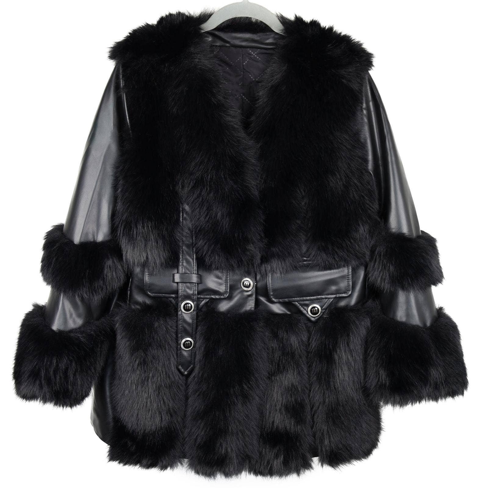 PEACH ACCESSORIES - Wholesale Fur/Faux Fur Coat - Women's - Faux Fur and Leather Winter Coat DH201