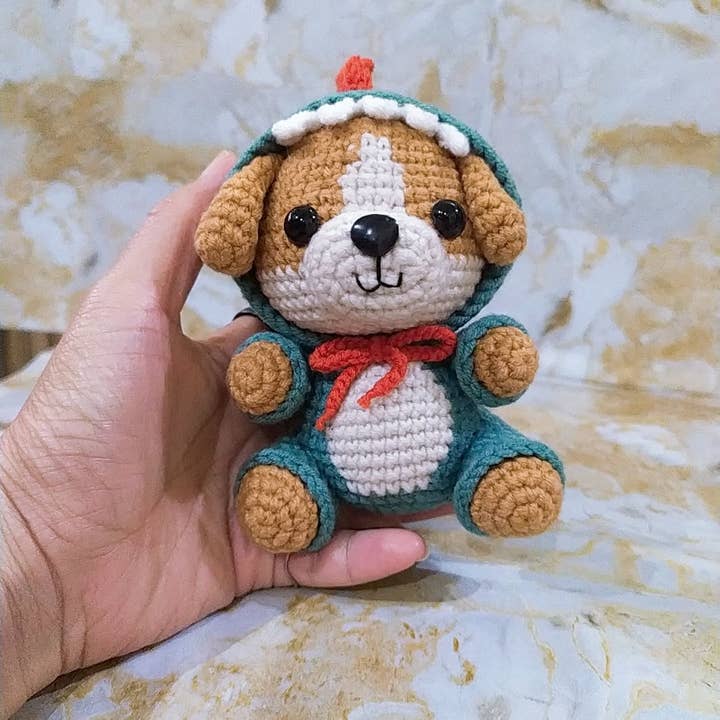 Anh2 LTD - Venta al por mayor Peluche - Perros - Disfraz de perro con un dinosaurio, juguete de ganchillo para cachorros de dinosaurio