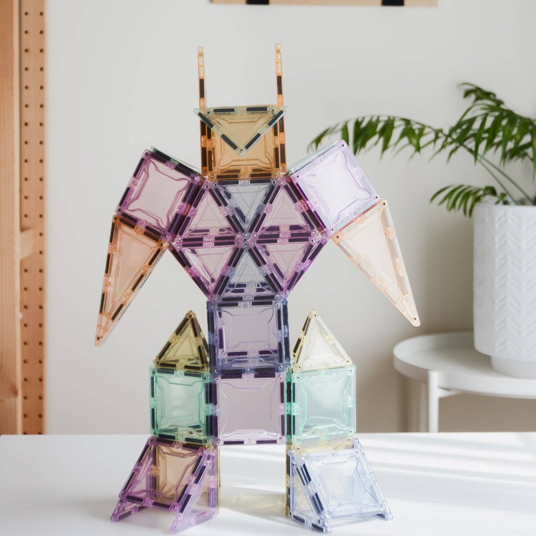 Play Planet - Wholesale Building Set - Kids - 102 Pieces Light Colors Pastel Set Magnetic Tiles | MAGBLOX®2