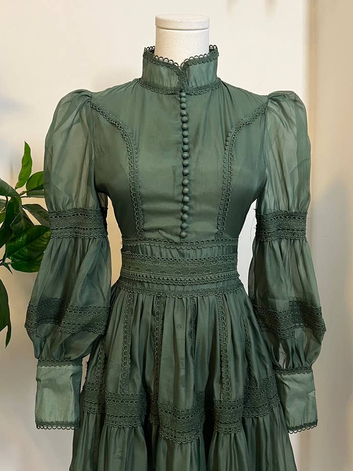 Witchwood Bags - Wholesale Dress - Women's - Morgana - Romantic Victorian Inspired Party Dress - SAGE 6