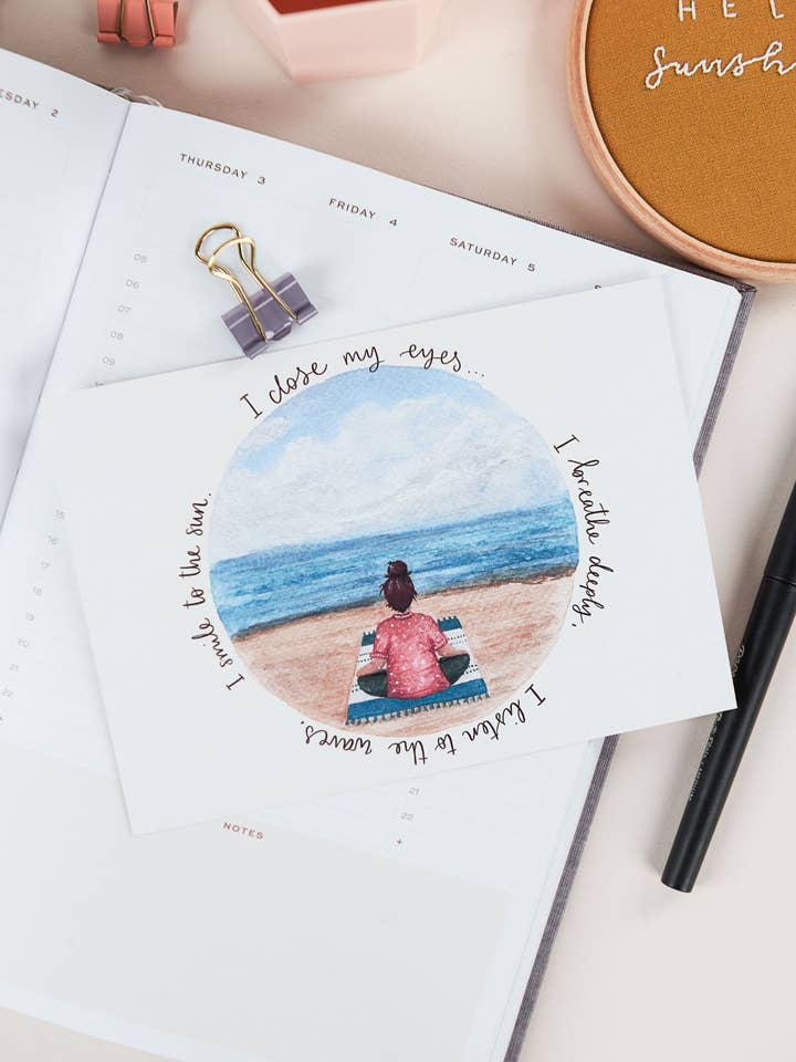 Beach Meditation Postcard for wholesale by Sunshine for Breakfast