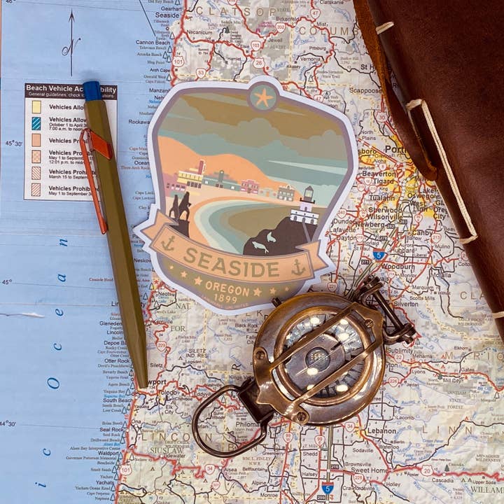 Landmarks Unlimited – Engroshandel Klistermærke – Seaside Oregon - 4" Vinyl Sticker1