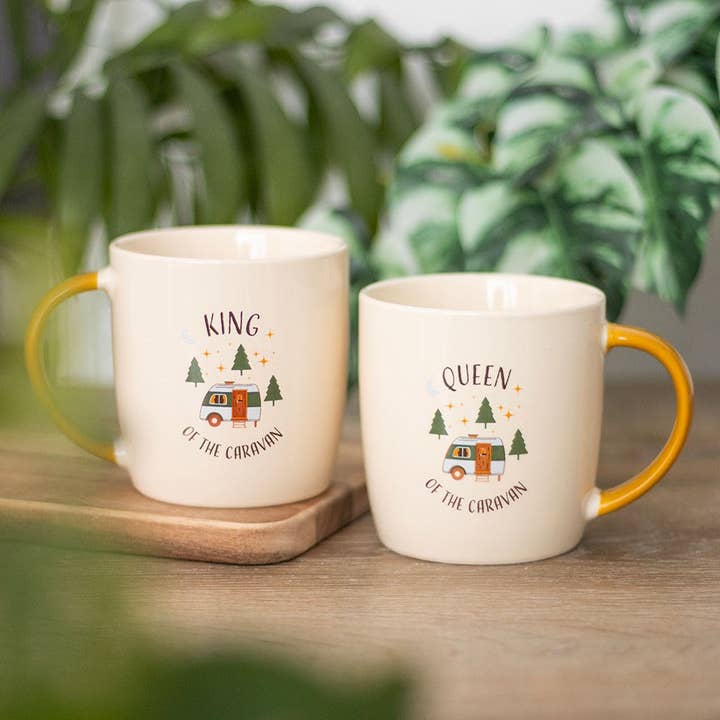 Camping King and Queen Couples Mug Set for wholesale by Something Different Wholesale