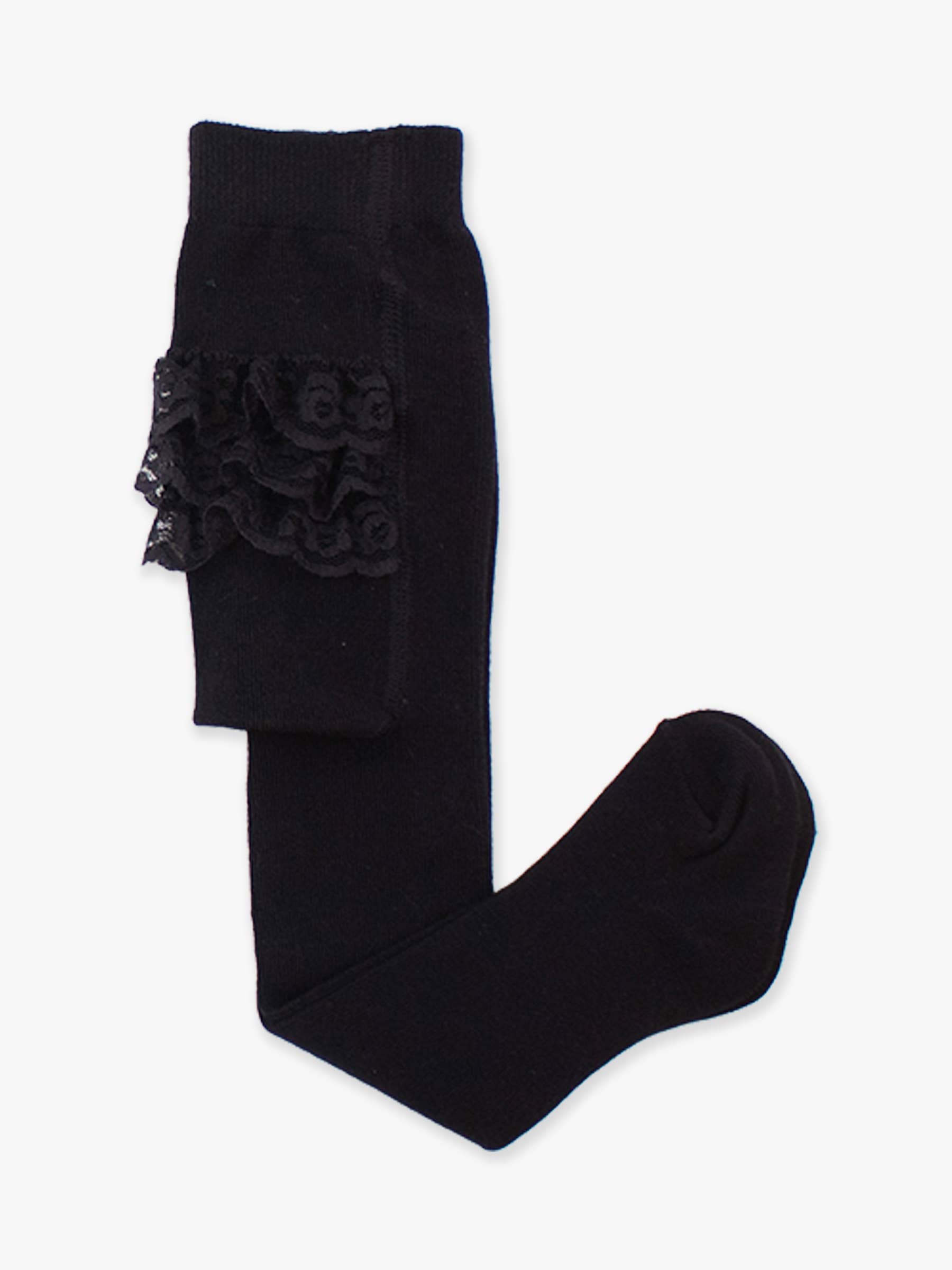 Girls Black Footed RuffleButt Tights for wholesale on Faire2
