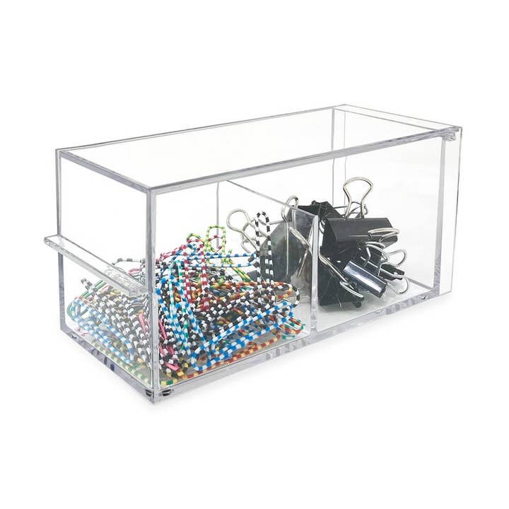 Isaac Jacobs International - Wholesale Kitchen Storage/Organizer - Isaac Jacobs 2-Compartment Clear Acrylic Organizer with Lid