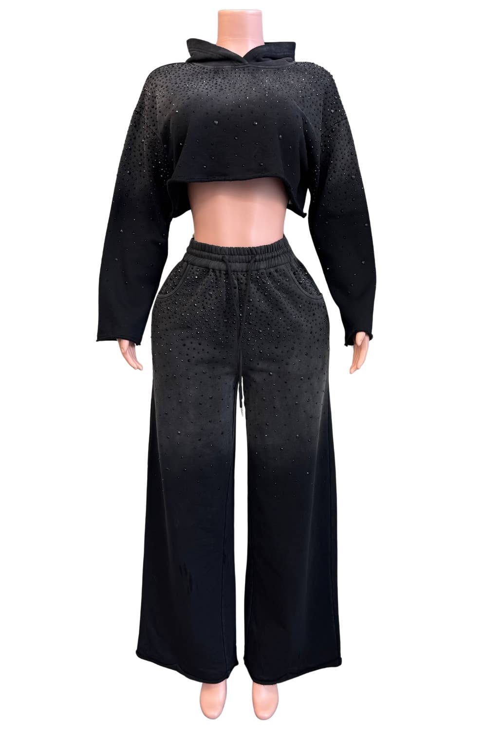 NEWGENS – Großhandel Sportbekleidungsset – Damen – NC2119A Strass Ombre Hoodie Lounge-Set5