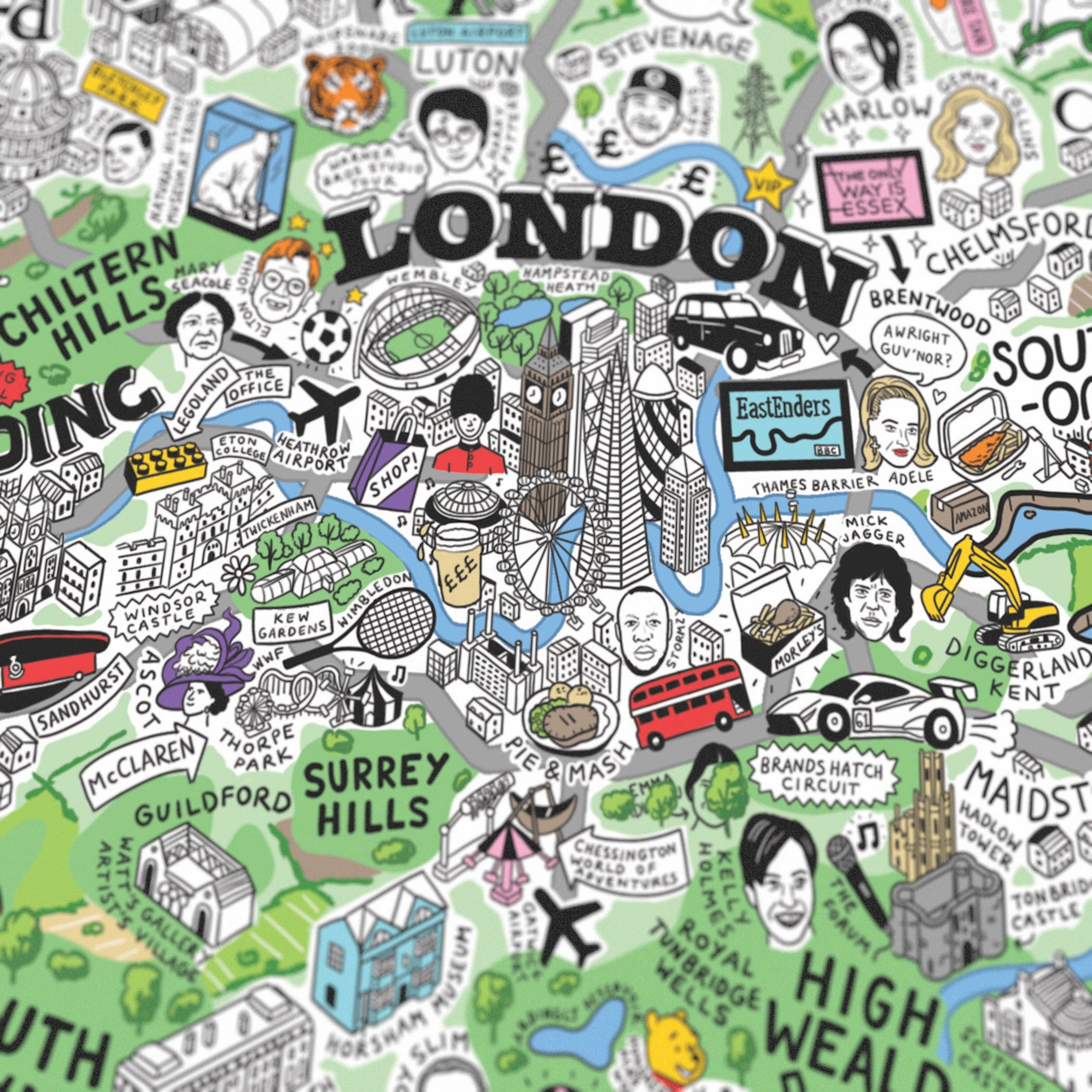 Evermade – wholesale Art print – Hand Drawn Map of Great Britain & Ireland Art Print18