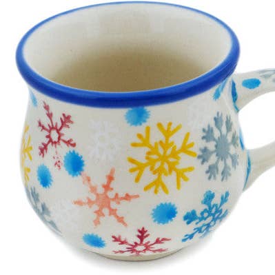 Espresso Cup 2 oz Vintage Snow Fall Theme UNIKAT for wholesale by Polmedia Polish Pottery