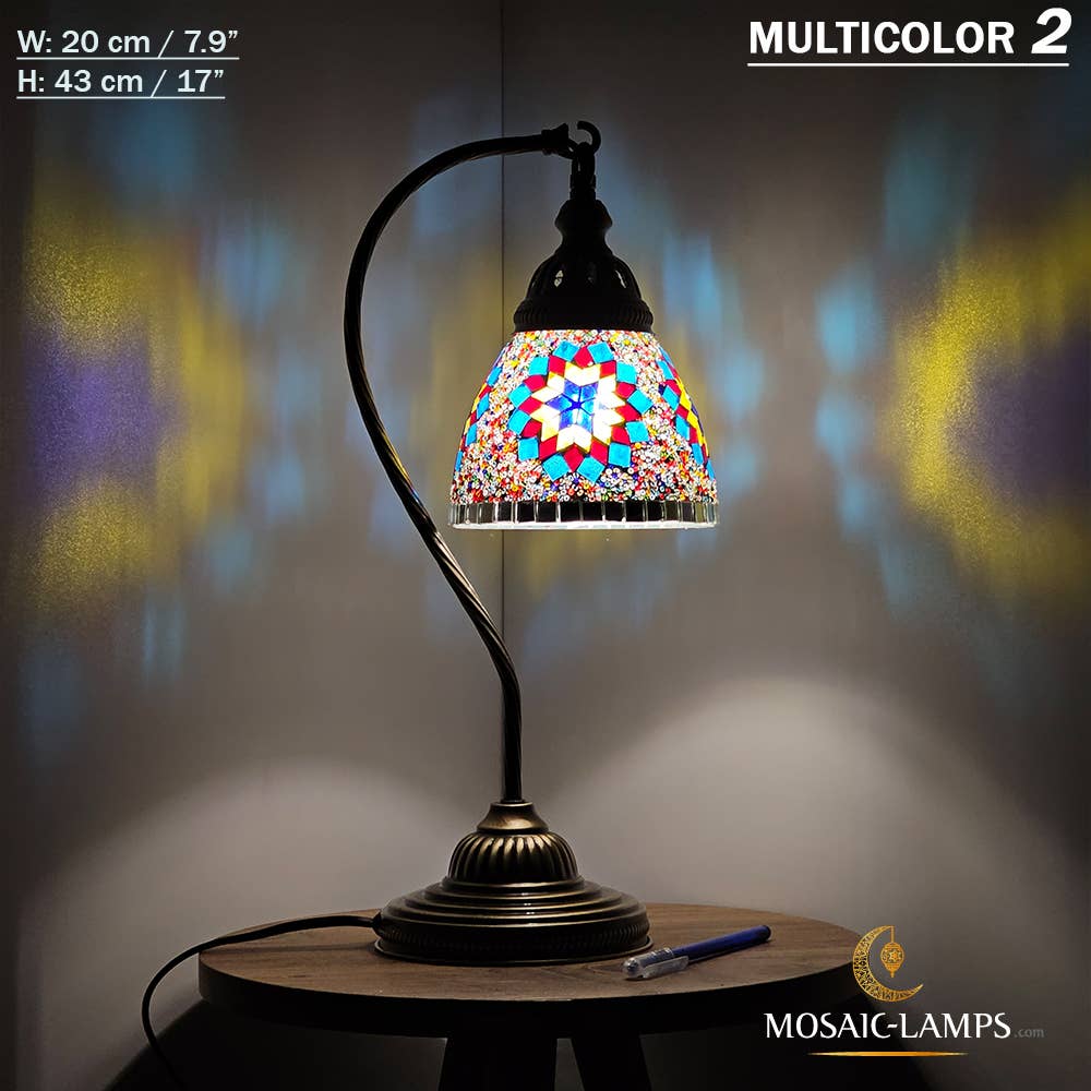 Mosaic Lamps - Wholesale Accent/Desk Lamp - 10+ Colors - Swan Neck Reading Table Lamp, Turkish Mosaic Re8