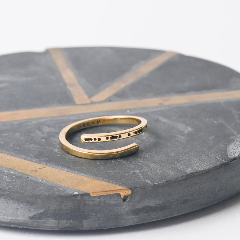 CLASSIC GOLD Morse Code Ring - Stamped | JOY for wholesale on Faire3