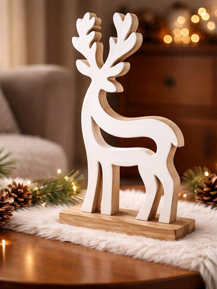 White Enamel Deer 13x8in for wholesale by Wholesale Home Decor