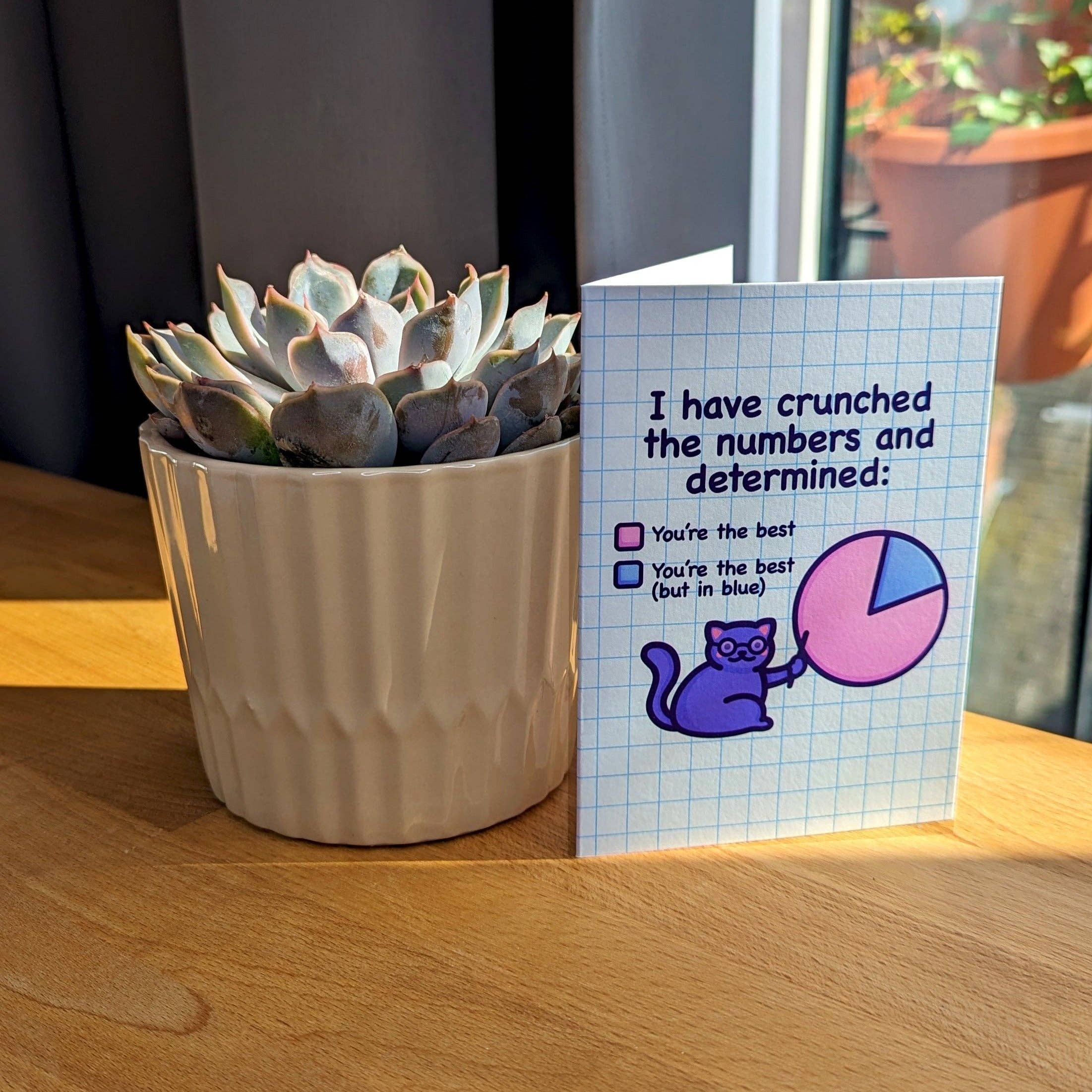 Mona Mauve • Silly Art! - Wholesale Anniversary Card - I Have Crunched the Numbers | Cute & Nerdy Anniversary Card2
