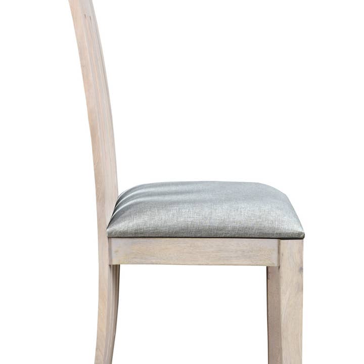 HomeRoots - Wholesale Chair - Set of Two Gray and Natural Fabric And Wood Slat Back Dining Side Chairs4