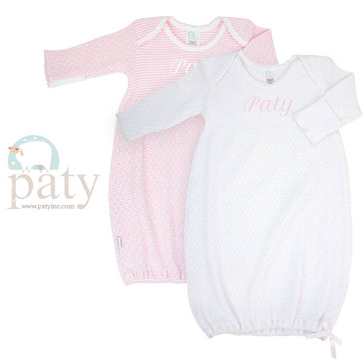 Paty Knit, Monogrammed, Overlap Shoulder Gown #MG215 for wholesale by Paty