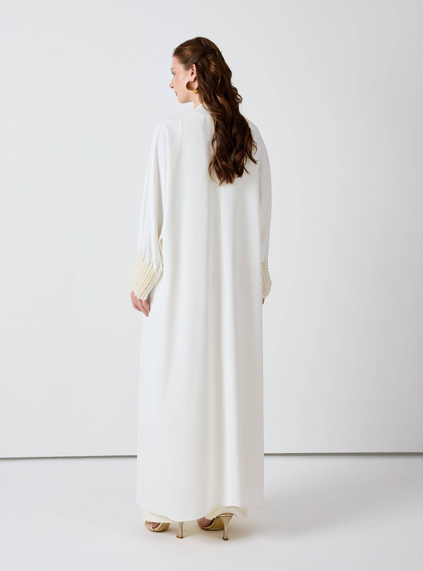 Store WF – wholesale Kaftan – Women's – Off White Abaya with Pearl Embellishments6