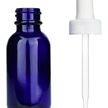 Best Bottles - Wholesale Essential Oil Holder - Boston Round Blue Bottle - 30ml (Multiple Dropper Colors)5