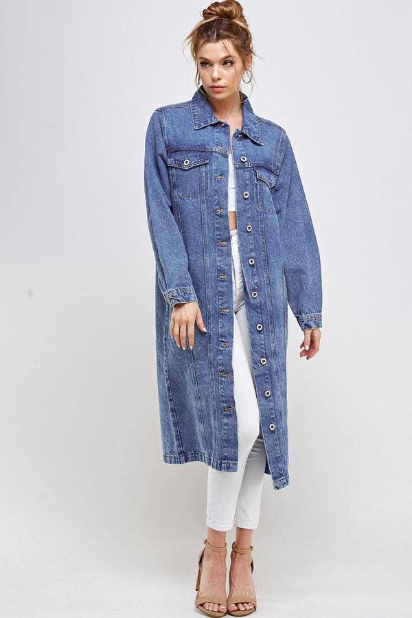 BLUE AGE – wholesale Denim jacket – Women's – Long Trench Coat Denim Jean Jacket (OPEN PACK)8