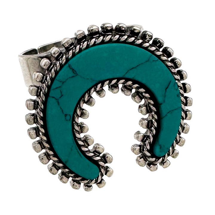 Moon Shape Turquoise Stone Western Ring for wholesale by Lunar Deer