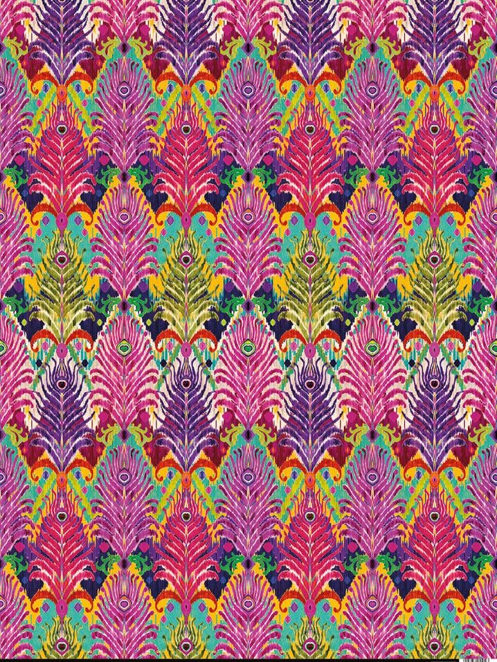 SINGLE SHEET GIFTWRAP PEACOCK IKAT M&G for wholesale by Notes & Queries, Inc.