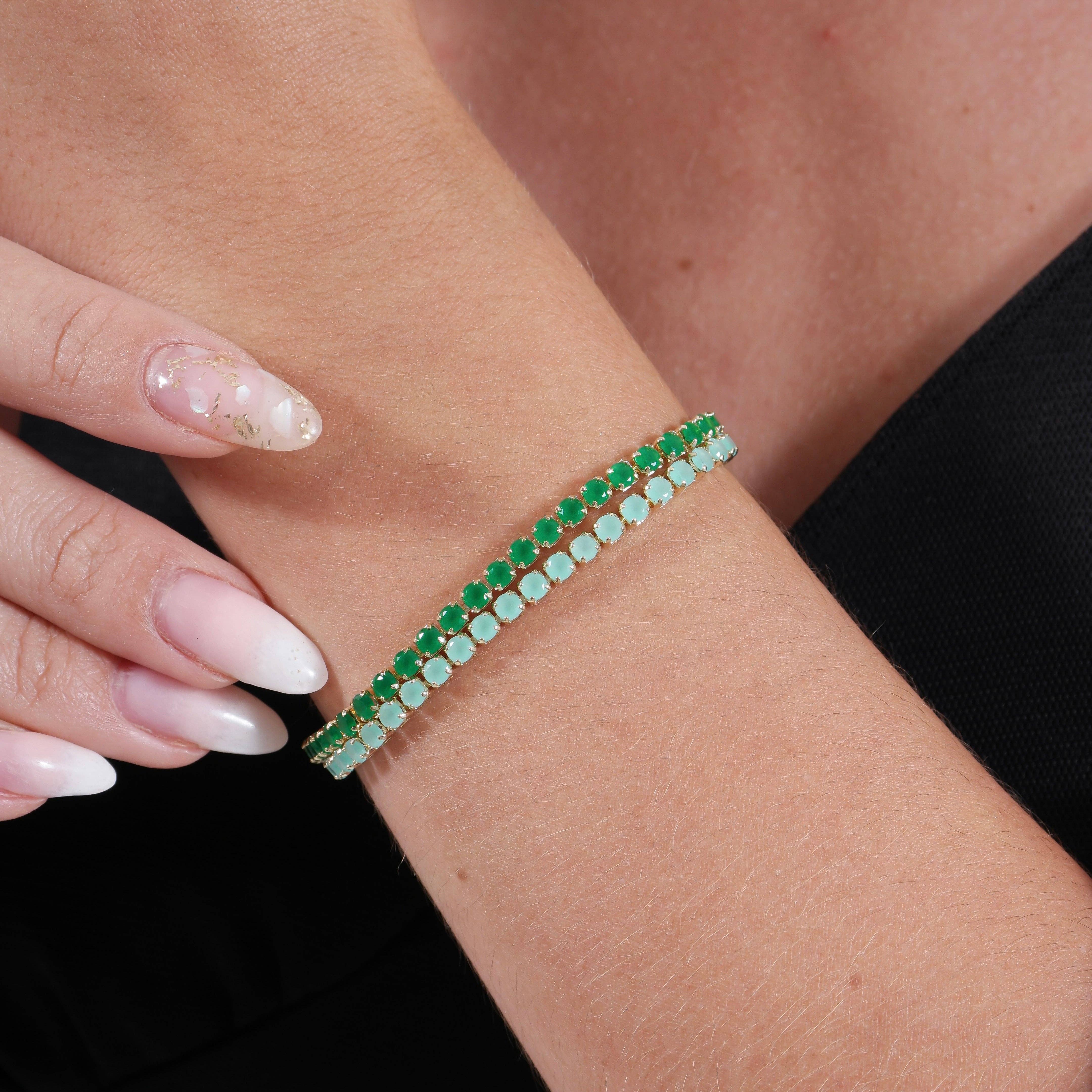 GoldFi - Wholesale Tennis Bracelet - 18k Gold Filled 3mm Cubic Zirconia Emerald Bracelet2