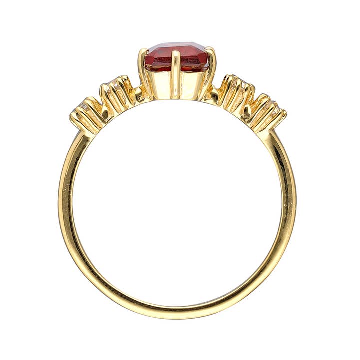 Tiramisu - Wholesale Single Stone/Solitaire Ring - 14K Gold Plated Over Silver Garnet Solitaire Ring2