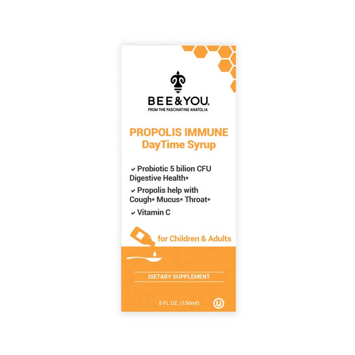 BEE&YOU - Wholesale Honey - Propolis Immune DayTime Syrup - Probiotic, 150 ml
