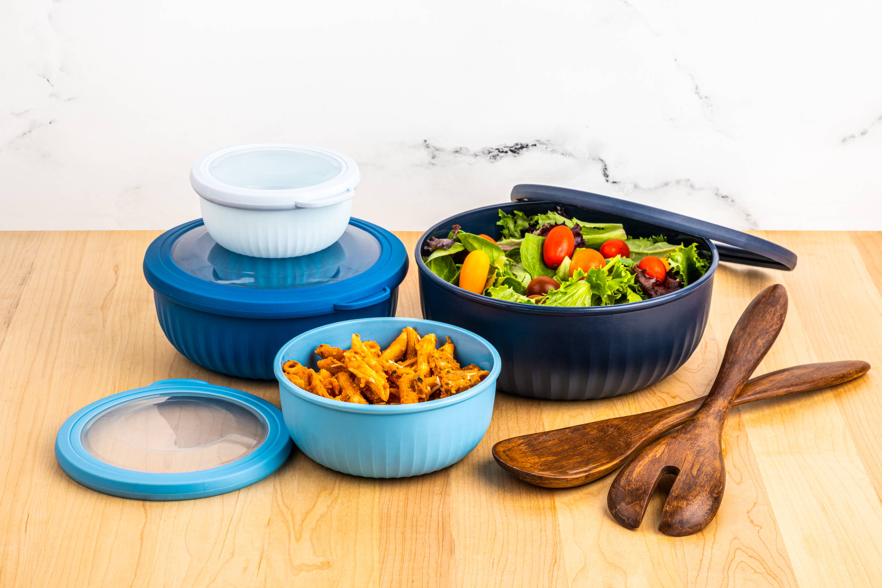 Core Home - Wholesale Food Storage Container - 8pc Ribbed Round Storage Bowls - 13.5oz/24.7oz/42.3oz/74.4oz5