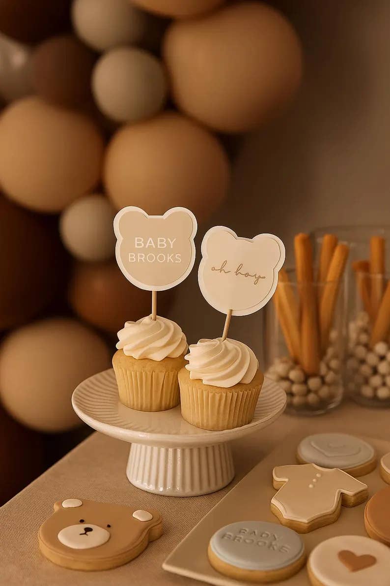 Uncouth Coco - Wholesale Cake/Cupcake Topper - Teddy Bear Cupcake Toppers for Baby Shower and 1st Birthday