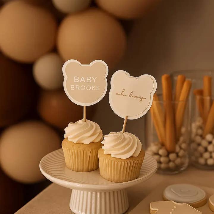 Uncouth Coco - Wholesale Cake/Cupcake Topper - Teddy Bear Cupcake Toppers for Baby Shower and 1st Birthday0