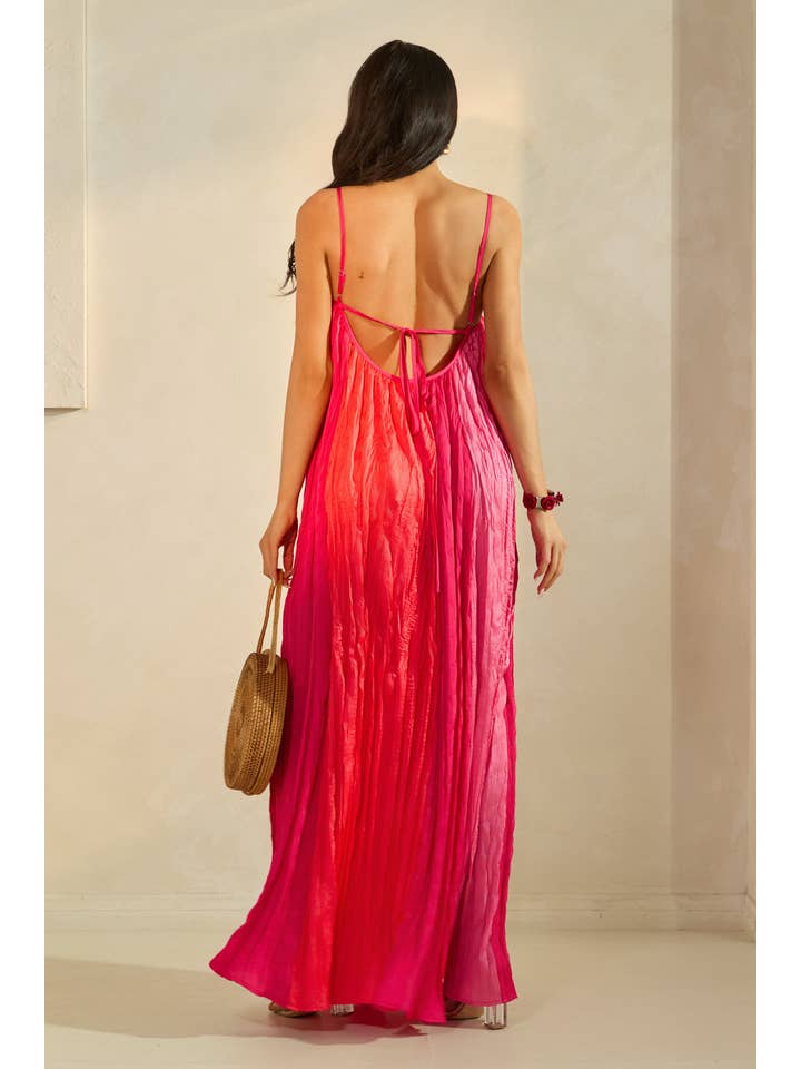 The Sang - Wholesale Dress - Women's - HOT SUMMER COLOR BLOCK MAXI DRESS WITH FLORAL
