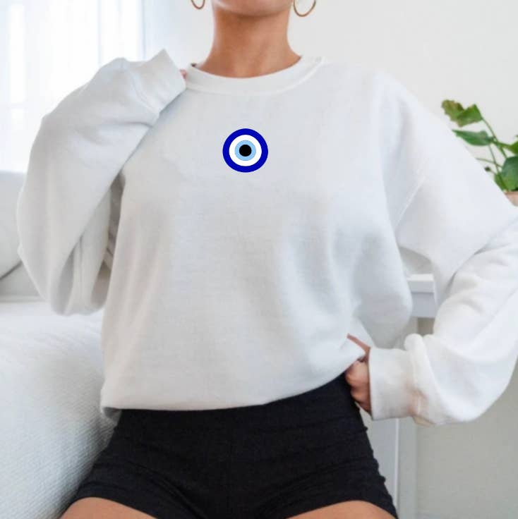 37 West Co - Wholesale Graphic sweatshirt – Women’s - Evil Eye Crew Neck Sweatshirt