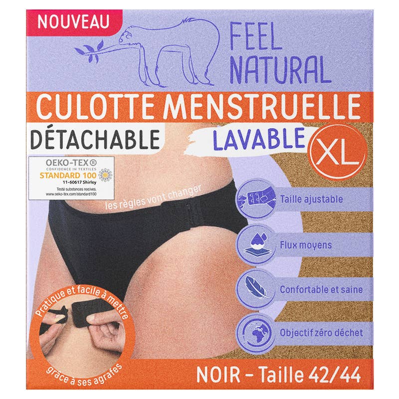 FRENCH TENDANCE - Wholesale Period Underwear - Women's - Detachable washable and reusable menstrual panties BLACK4